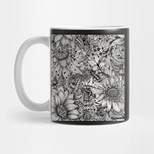 Black and White Flower Pattern - 3 Mug